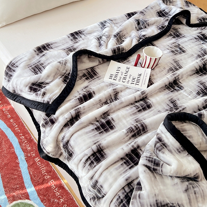 91家纺网 家纺一手货源 找家纺 凯轩毛毯网销专供 2025新款双层学生云毯毛毯保暖毯 佳丽-黑