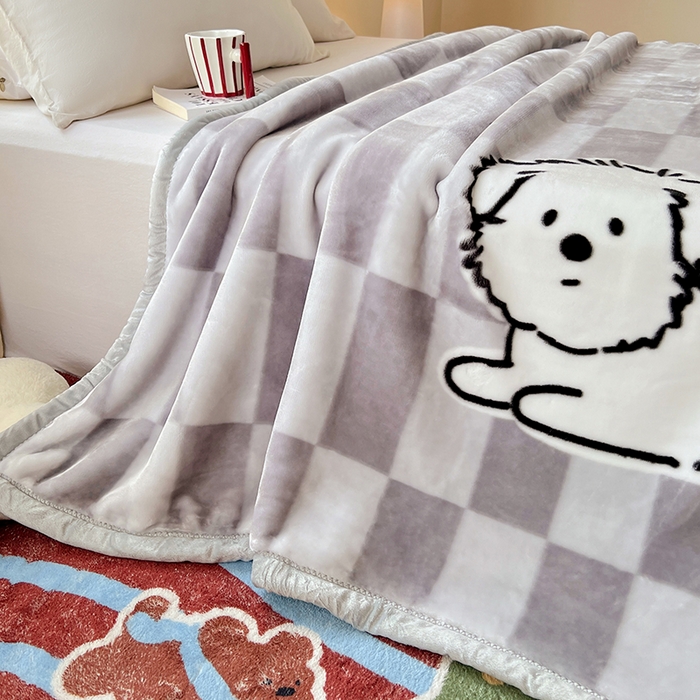 91家纺网 家纺一手货源 找家纺 凯轩毛毯网销专供 2025新款双层学生云毯毛毯保暖毯 炸毛狗狗