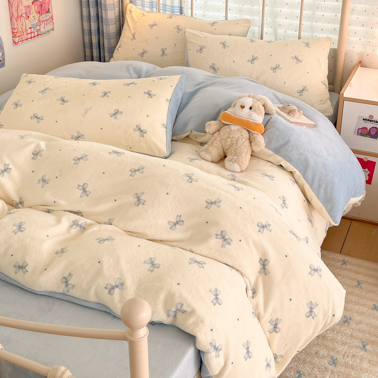 91家纺网 家纺一手货源 找家纺 贝扬思家纺 2025新款软fufu加厚保暖可爱系牛奶绒宿舍床套件系列（小红书推荐）（提供买家秀） 梦幻