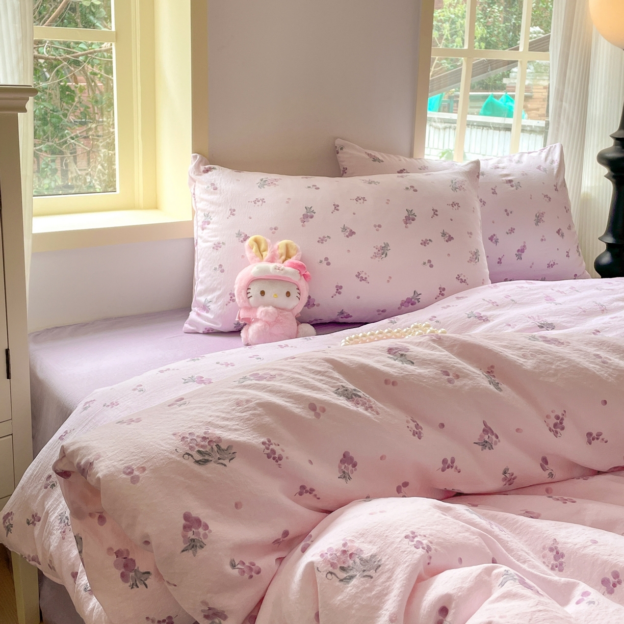 91家纺网 家纺一手货源 找家纺 铺尚美家纺 2025新款云感提花双层纱系列 葡萄七分甜