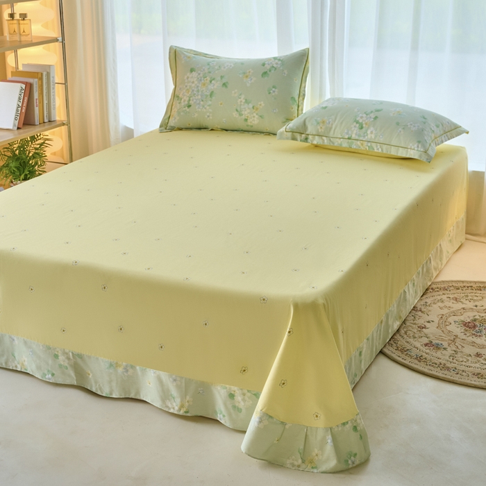 铭博家纺 2025新款直播热款全棉吊边一字绣工艺款13070印花全棉单床单花漫盈香