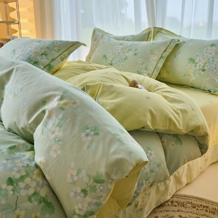 91家纺网 家纺一手货源 找家纺 铭博家纺 2025新款直播热款全棉吊边一字绣工艺款13070印花全棉单床单花漫盈香