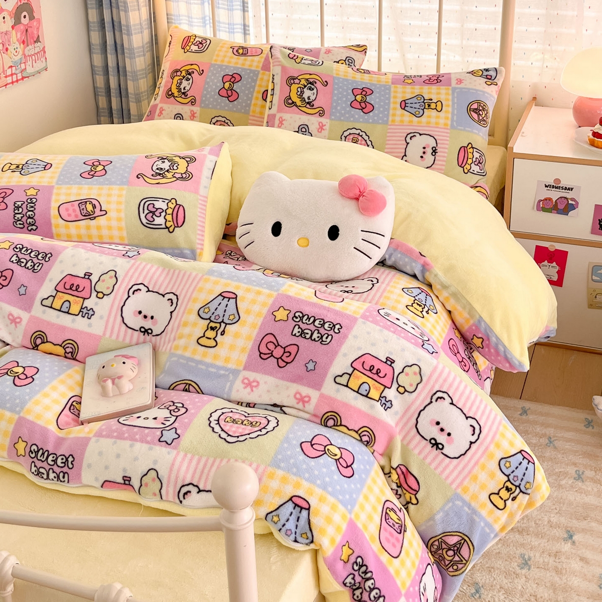 91家纺网 家纺一手货源 找家纺 贝扬思家纺 2025新款软fufu加厚保暖可爱系牛奶绒宿舍床套件系列（小红书推荐）（提供买家秀） 少女心