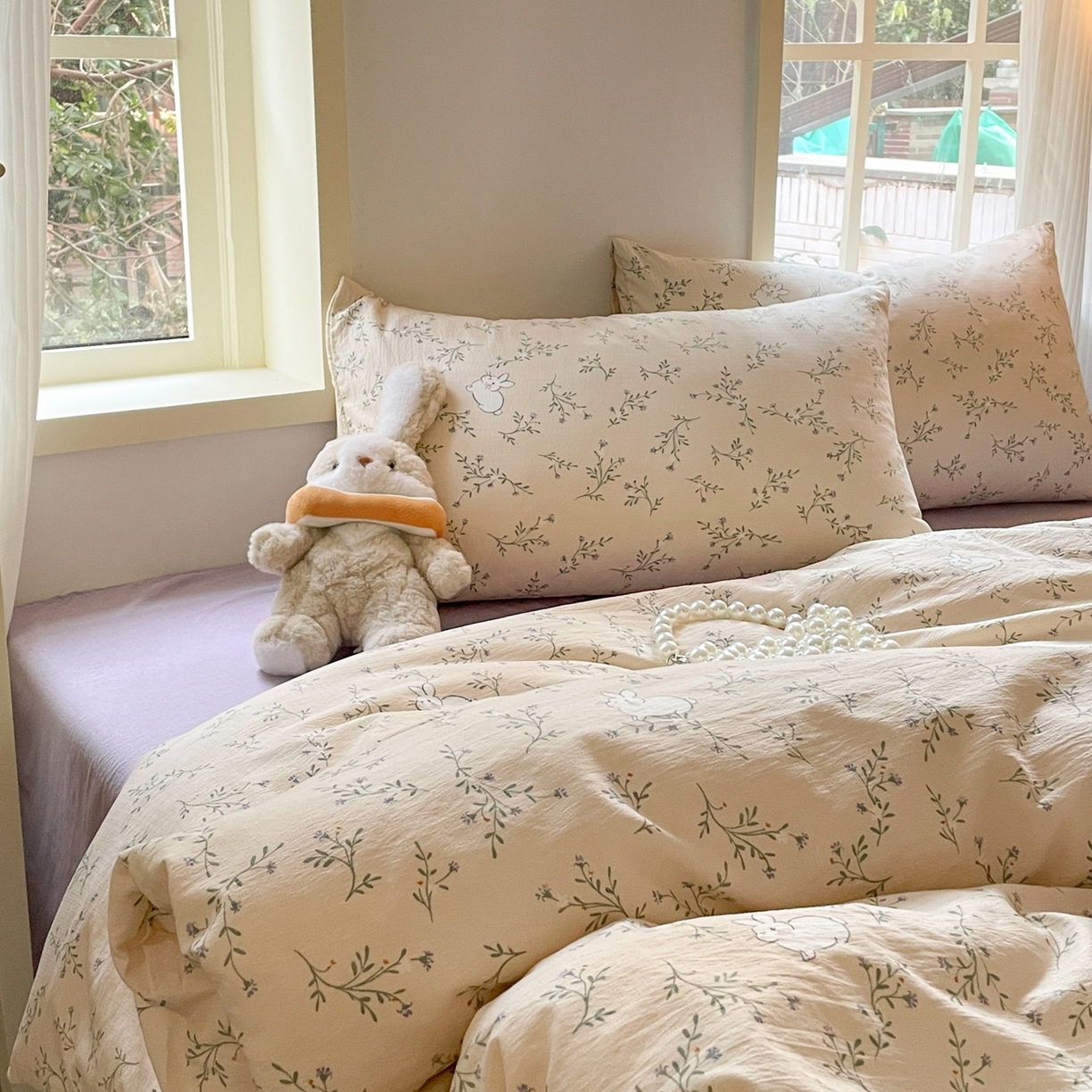 91家纺网 家纺一手货源 找家纺 铺尚美家纺 2025新款云感提花双层纱系列 森田野园