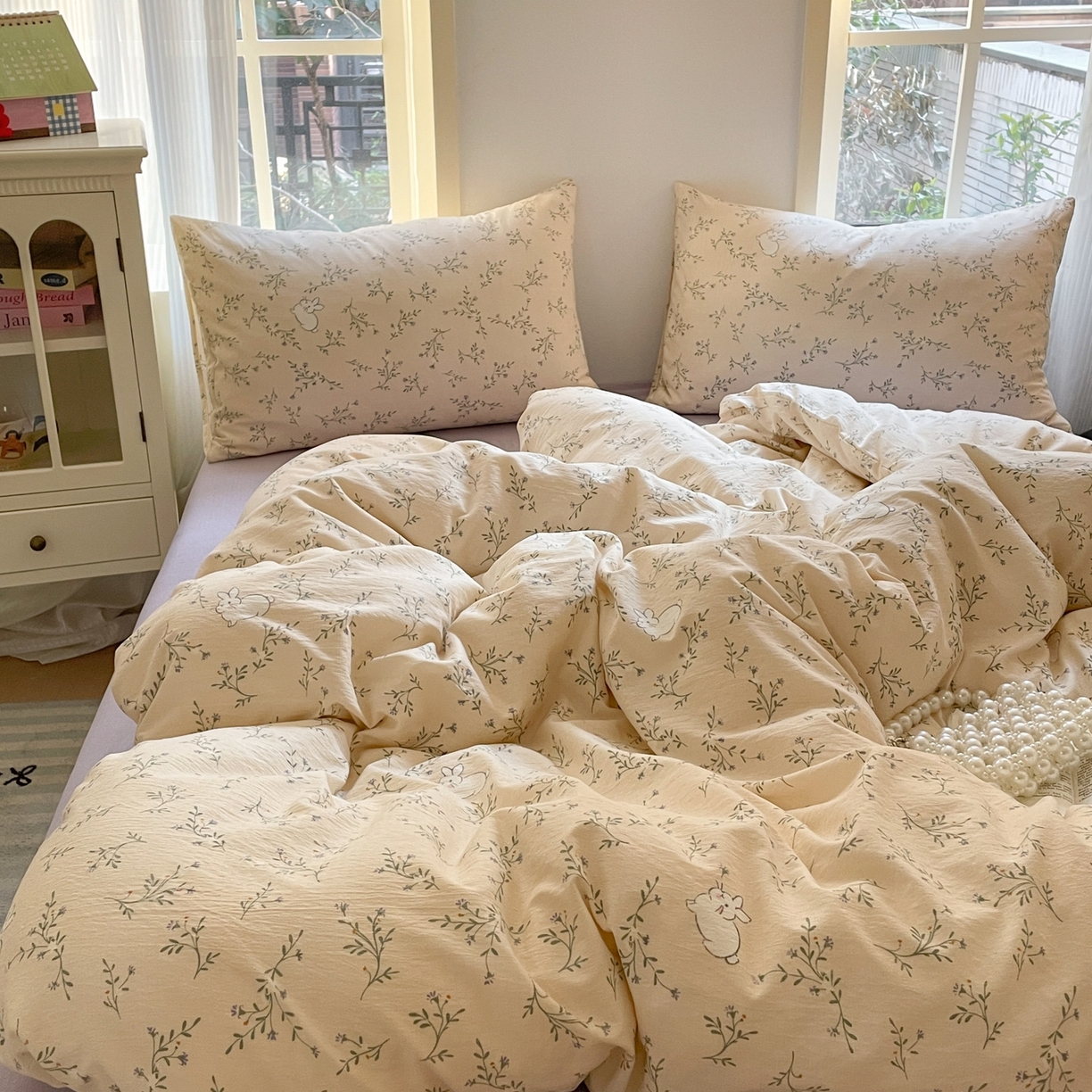 91家纺网 家纺一手货源 找家纺 铺尚美家纺 2025新款云感提花双层纱系列 森田野园