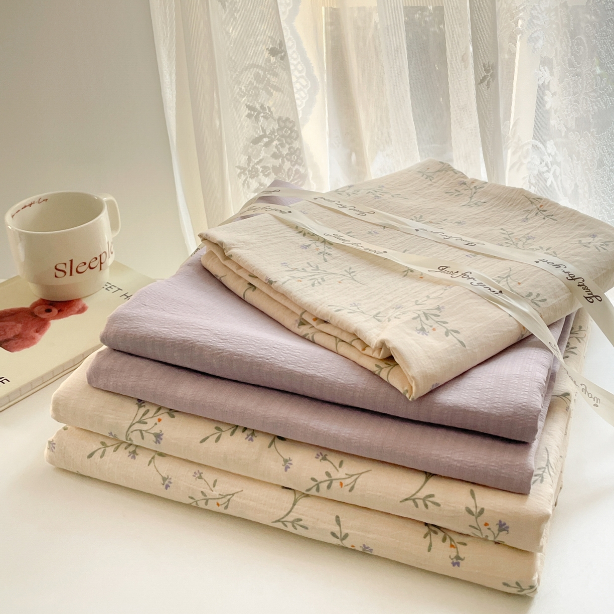 91家纺网 家纺一手货源 找家纺 铺尚美家纺 2025新款云感提花双层纱系列 森田野园