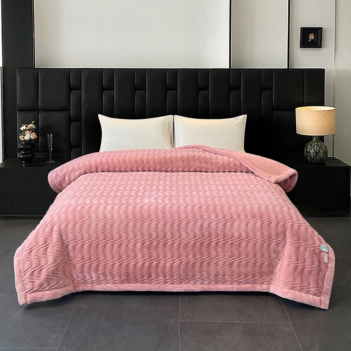 91家纺网 家纺一手货源 找家纺 （总）凯轩毛毯网销专供 2025新款水波纹精品婚庆云毯毛毯