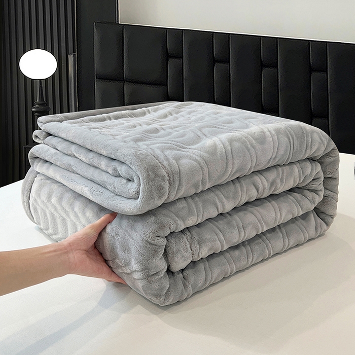 91家纺网 家纺一手货源 找家纺 凯轩毛毯网销专供 2025新款水波纹精品婚庆云毯毛毯 水波纹-银石灰