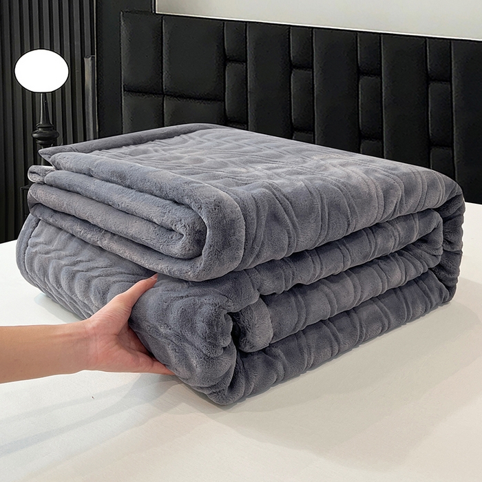 91家纺网 家纺一手货源 找家纺 凯轩毛毯网销专供 2025新款水波纹精品婚庆云毯毛毯 水波纹-绅士灰