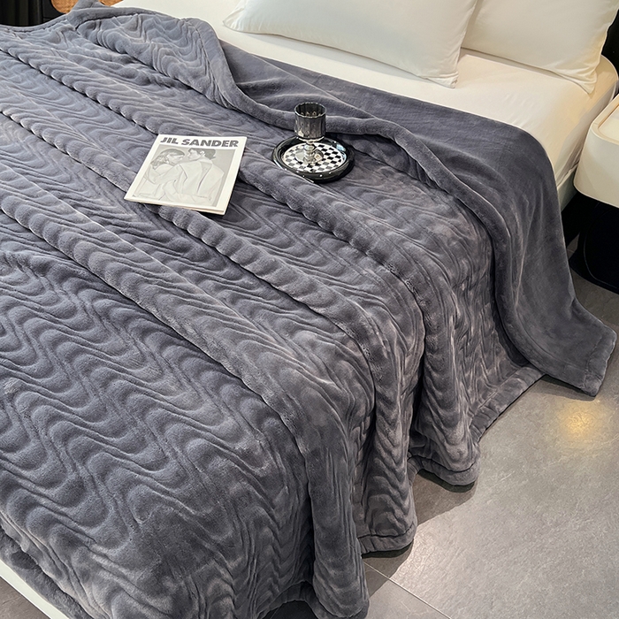 91家纺网 家纺一手货源 找家纺 凯轩毛毯网销专供 2025新款水波纹精品婚庆云毯毛毯 水波纹-绅士灰