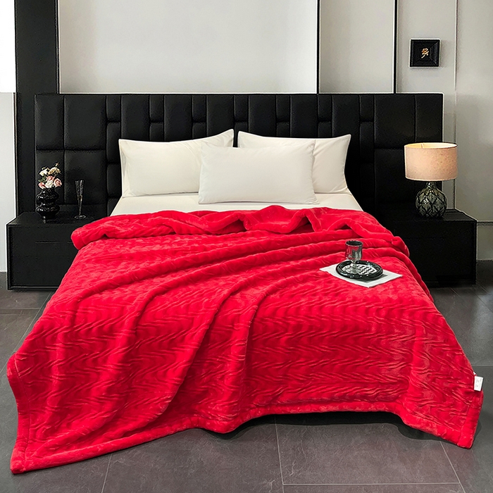 91家纺网 家纺一手货源 找家纺 （总）凯轩毛毯网销专供 2025新款水波纹精品婚庆云毯毛毯