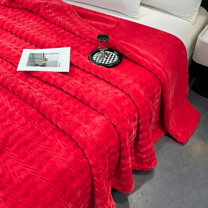 91家纺网 家纺一手货源 找家纺 （总）凯轩毛毯网销专供 2025新款水波纹精品婚庆云毯毛毯