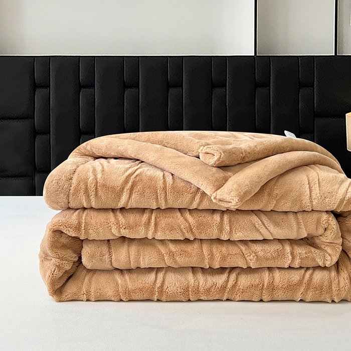 91家纺网 家纺一手货源 找家纺 凯轩毛毯网销专供 2025新款水波纹精品婚庆云毯毛毯 水波纹-奶茶色