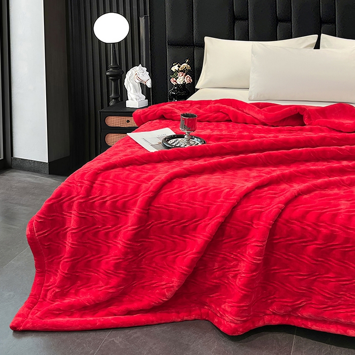 91家纺网 家纺一手货源 找家纺 （总）凯轩毛毯网销专供 2025新款水波纹精品婚庆云毯毛毯