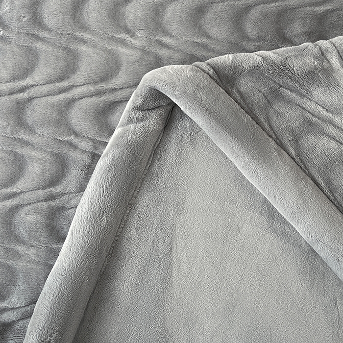 91家纺网 家纺一手货源 找家纺 凯轩毛毯网销专供 2025新款水波纹精品婚庆云毯毛毯 水波纹-银石灰