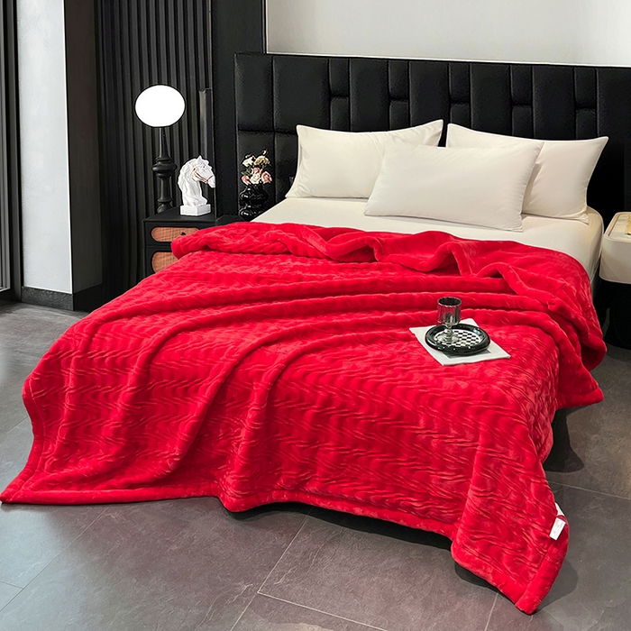 91家纺网 家纺一手货源 找家纺 （总）凯轩毛毯网销专供 2025新款水波纹精品婚庆云毯毛毯