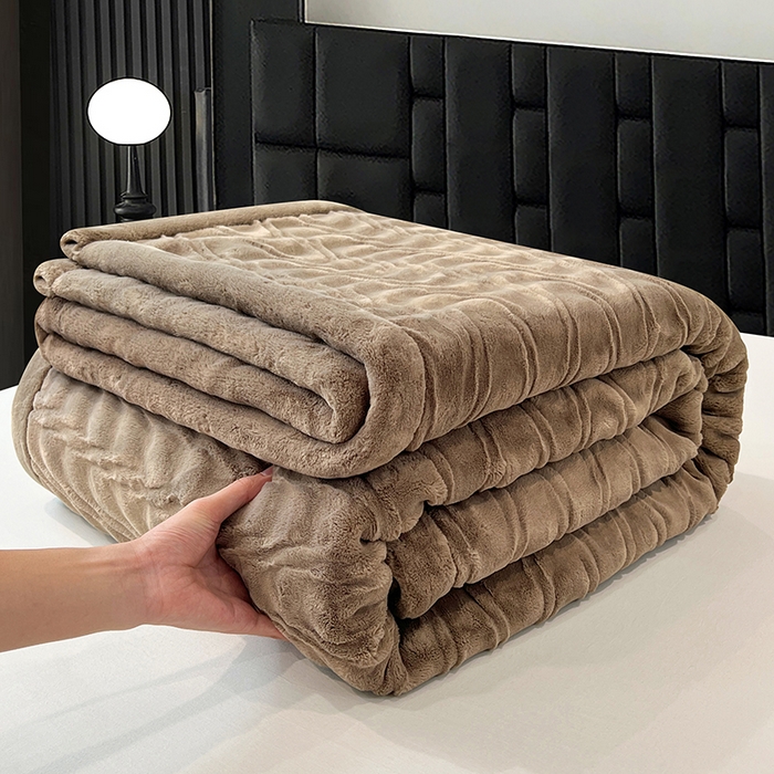 91家纺网 家纺一手货源 找家纺 凯轩毛毯网销专供 2025新款水波纹精品婚庆云毯毛毯 水波纹-咖啡棕