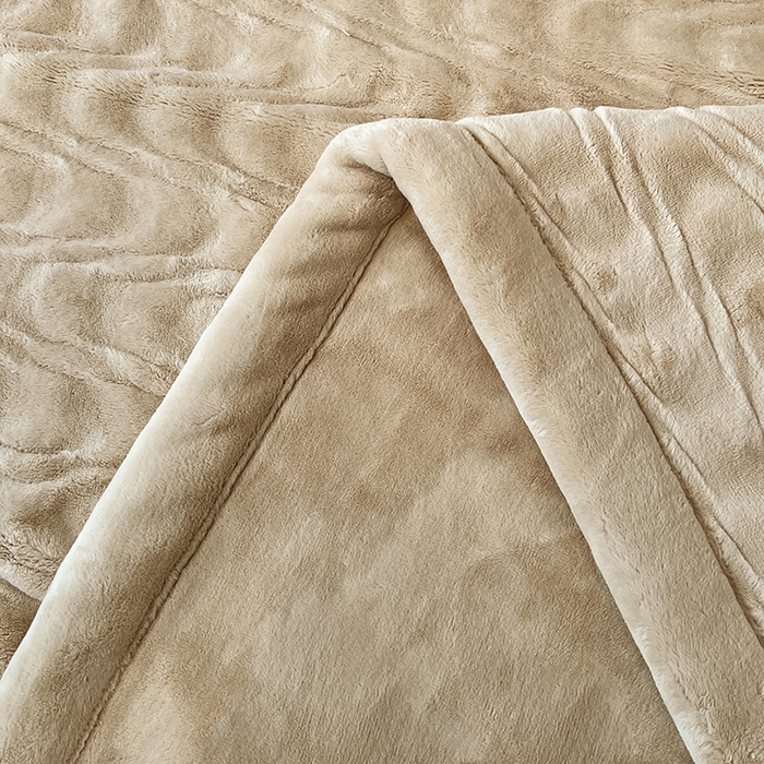 91家纺网 家纺一手货源 找家纺 凯轩毛毯网销专供 2025新款水波纹精品婚庆云毯毛毯 水波纹-燕麦色