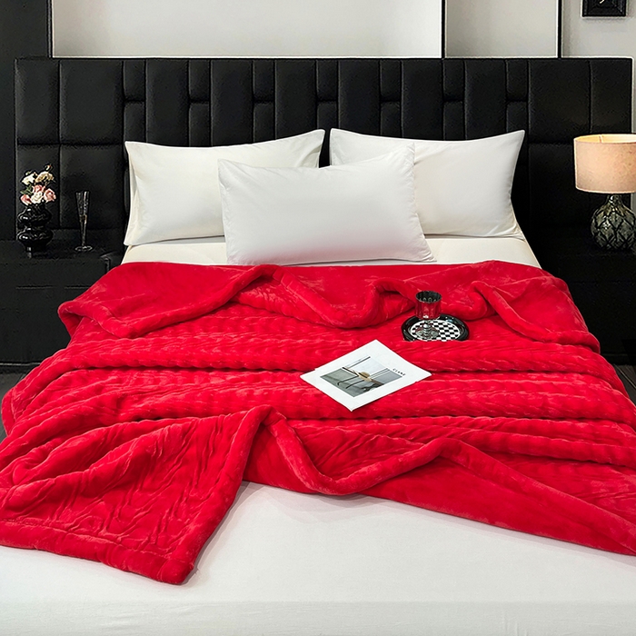 91家纺网 家纺一手货源 找家纺 （总）凯轩毛毯网销专供 2025新款水波纹精品婚庆云毯毛毯