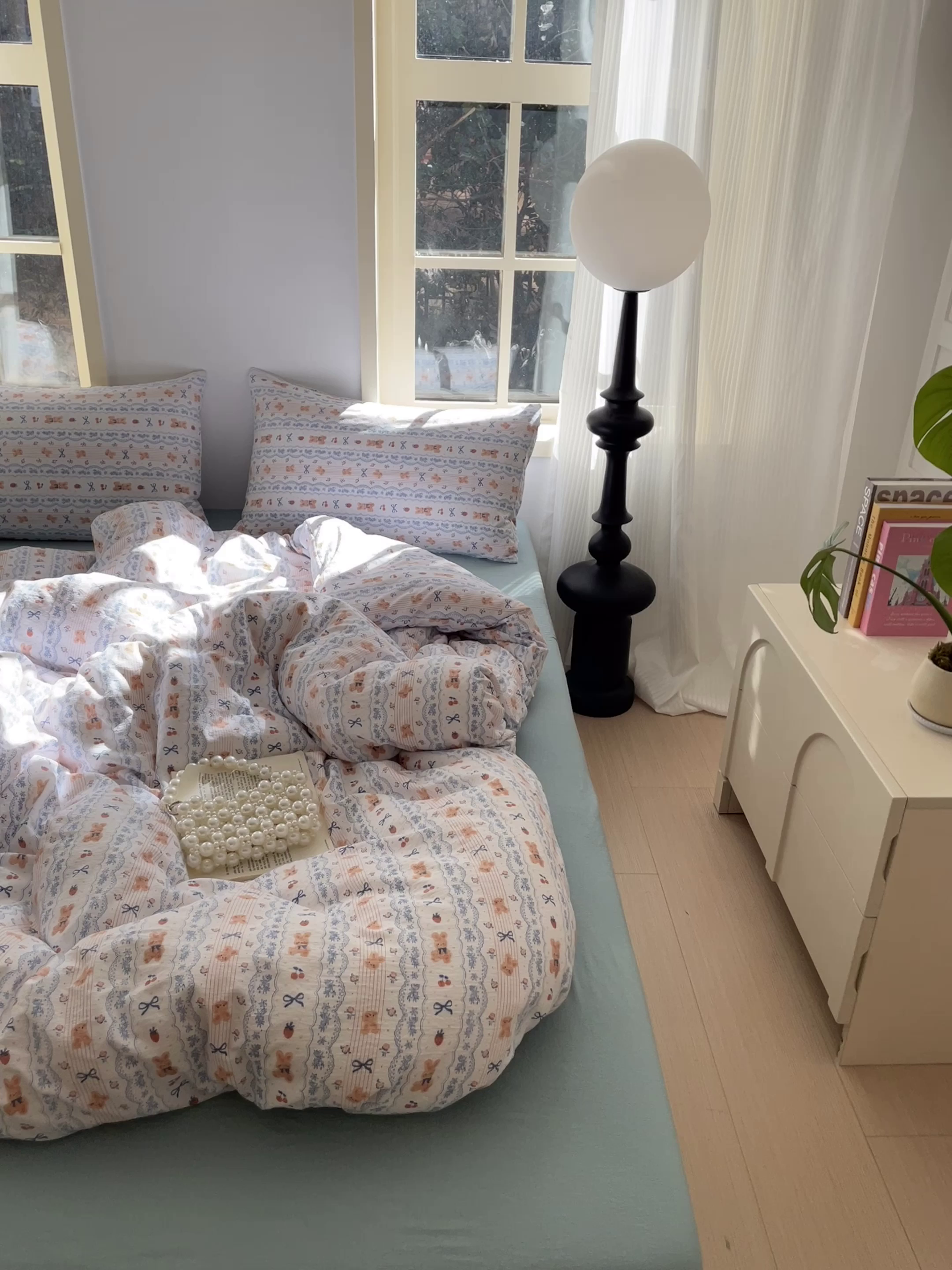 91家纺网 家纺一手货源 找家纺 铺尚美家纺 2025新款云感提花双层纱系列 他和她的兔