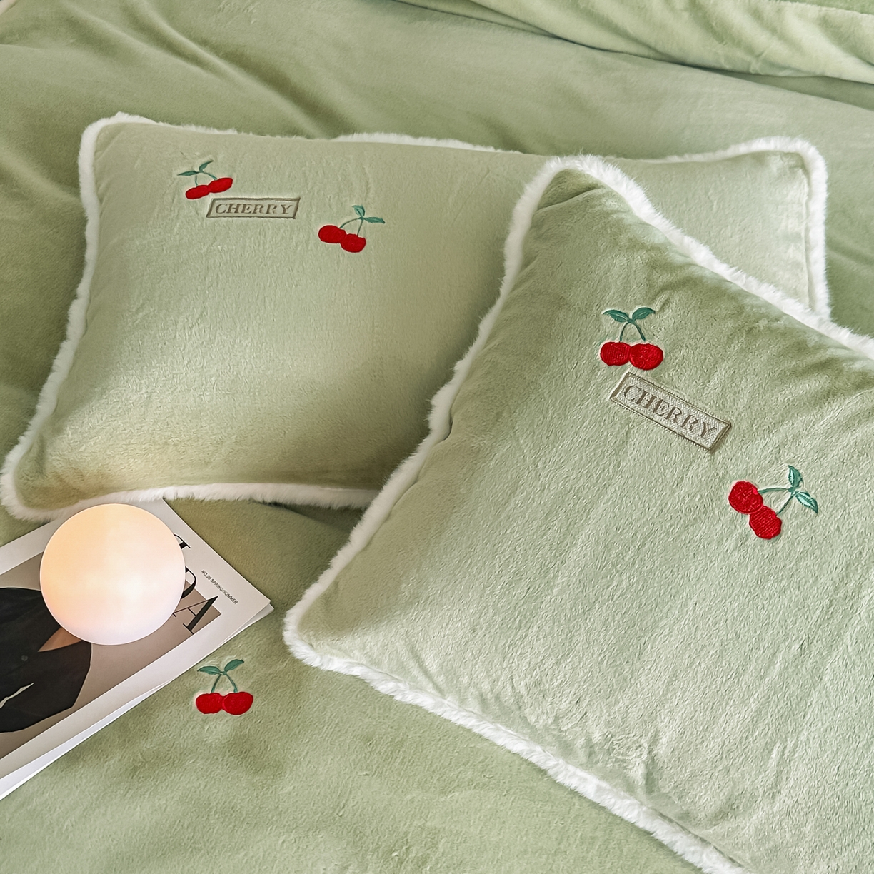 91家纺网 家纺一手货源 找家纺 梓之赫 2025新款A类高密度雪貂绒四件套 玛瑙绿