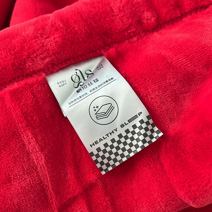 91家纺网 家纺一手货源 找家纺 凯轩毛毯网销专供 2025新款方格精品婚庆云毯毛毯 方格-朱砂红