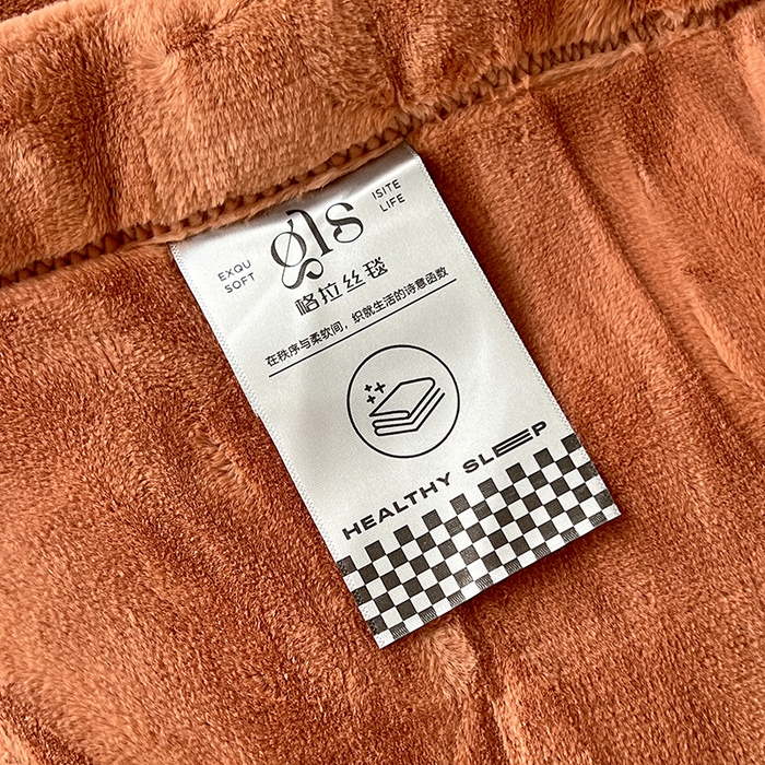 91家纺网 家纺一手货源 找家纺 凯轩毛毯网销专供 2025新款方格精品婚庆云毯毛毯 方格-落日橘