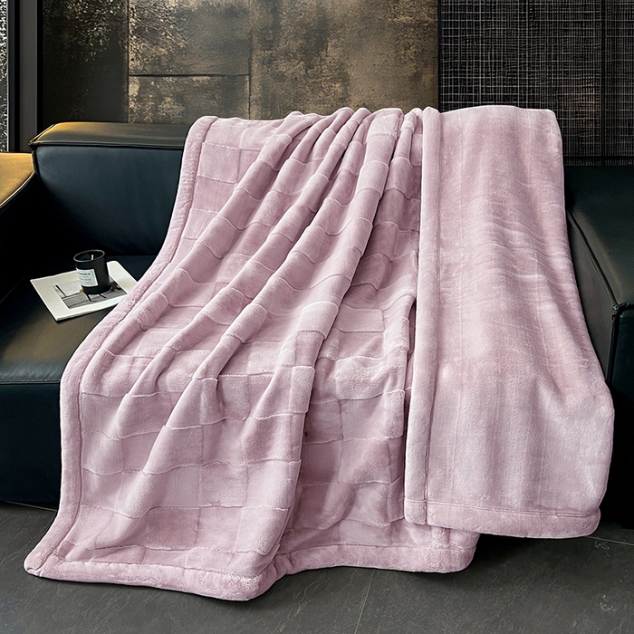 91家纺网 家纺一手货源 找家纺 凯轩毛毯网销专供 2025新款方格精品婚庆云毯毛毯 方格-木槿紫