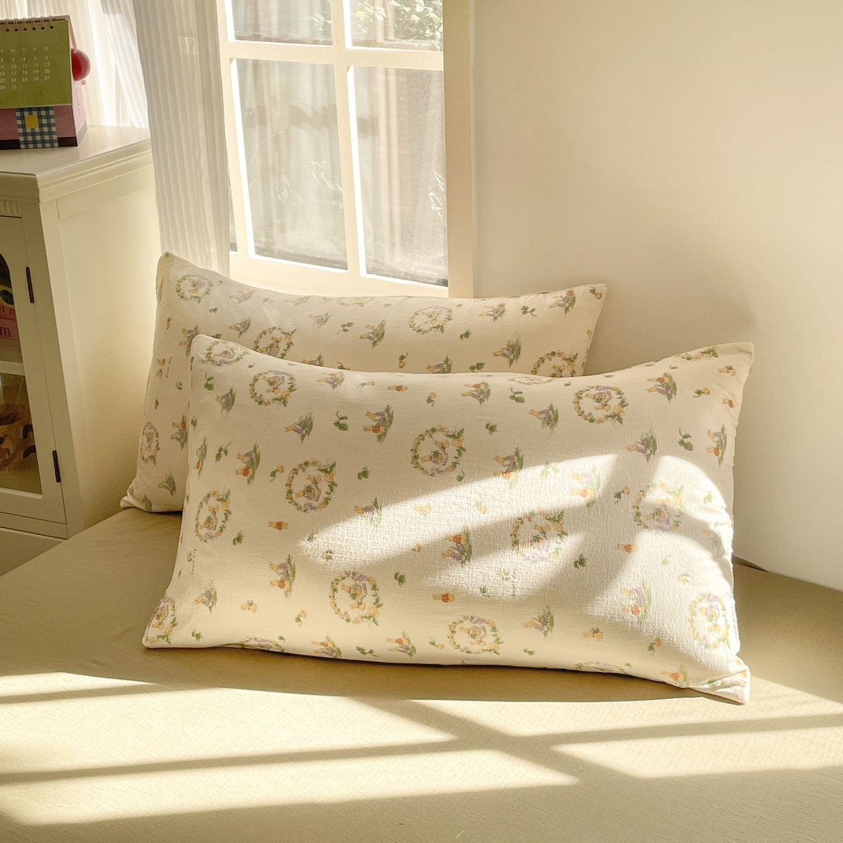 91家纺网 家纺一手货源 找家纺 铺尚美家纺 2025新款云感提花双层纱系列 兔子的欢喜