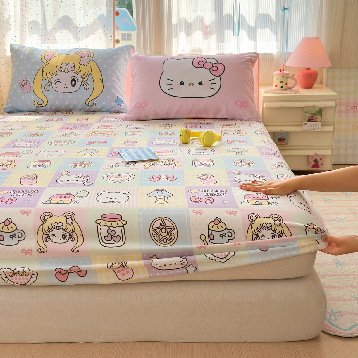 91家纺网 家纺一手货源 找家纺 （总）一霖家纺 2025新款云朵棉小清新印花床笠系列