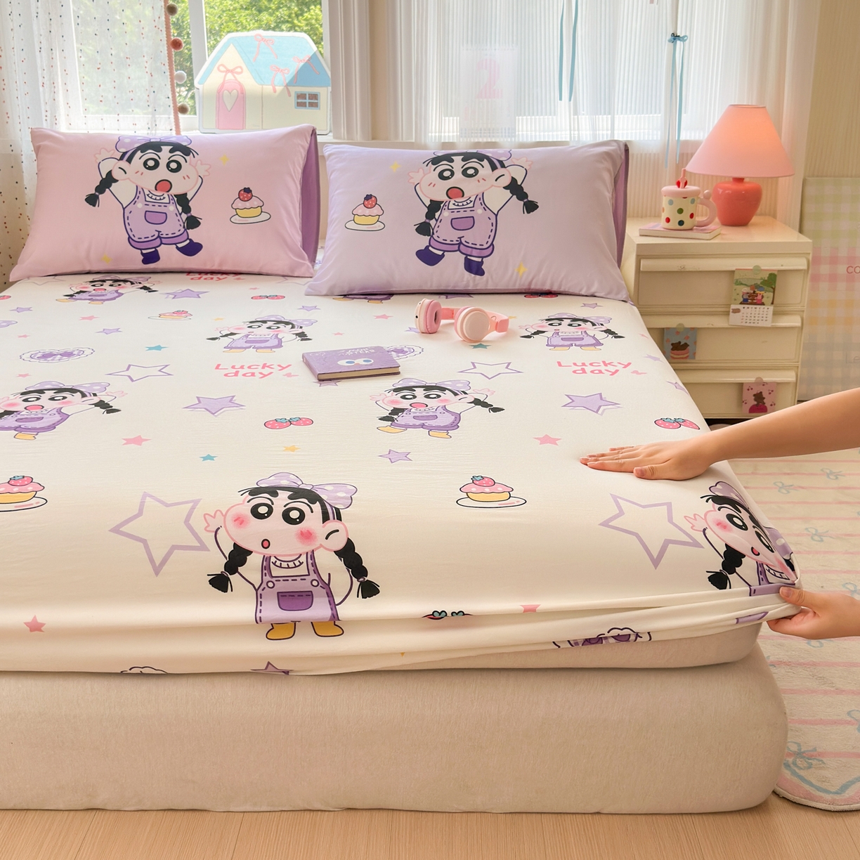 91家纺网 家纺一手货源 找家纺 （总）一霖家纺 2025新款云朵棉小清新印花床笠系列