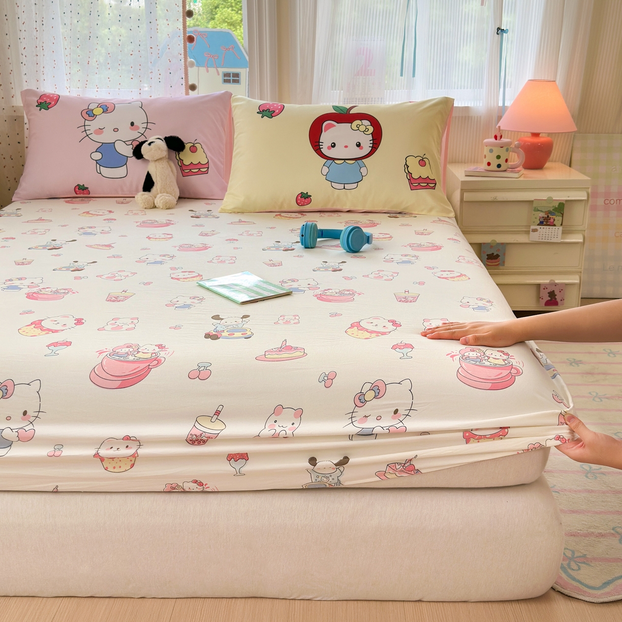 91家纺网 家纺一手货源 找家纺 （总）一霖家纺 2025新款云朵棉小清新印花床笠系列