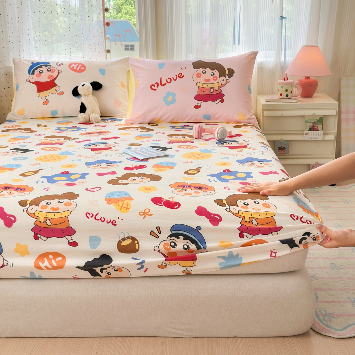 91家纺网 家纺一手货源 找家纺 （总）一霖家纺 2025新款云朵棉小清新印花床笠系列