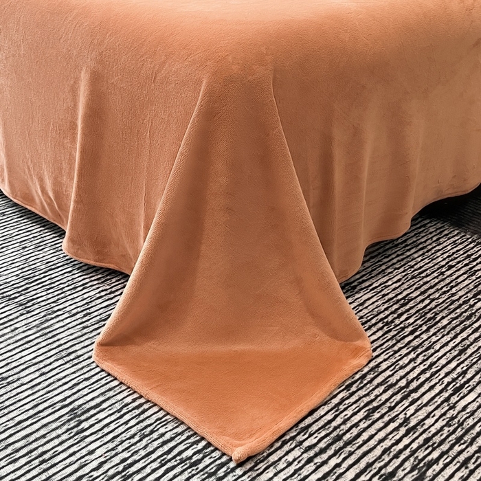 91家纺网 家纺一手货源 找家纺 馨梦缘 2025新款全消光暖阳绒四件套 永恒-简约桔+奶卡