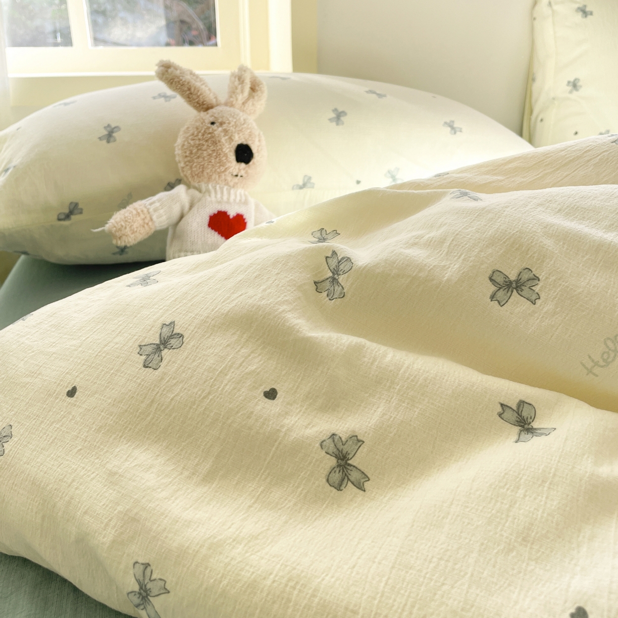 91家纺网 家纺一手货源 找家纺 铺尚美家纺 2025新款云感提花双层纱系列 相思-蓝