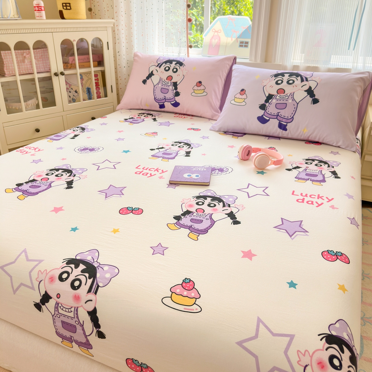 91家纺网 家纺一手货源 找家纺 一霖家纺 2025新款云朵棉小清新印花床笠系列 单床笠-甜品小新