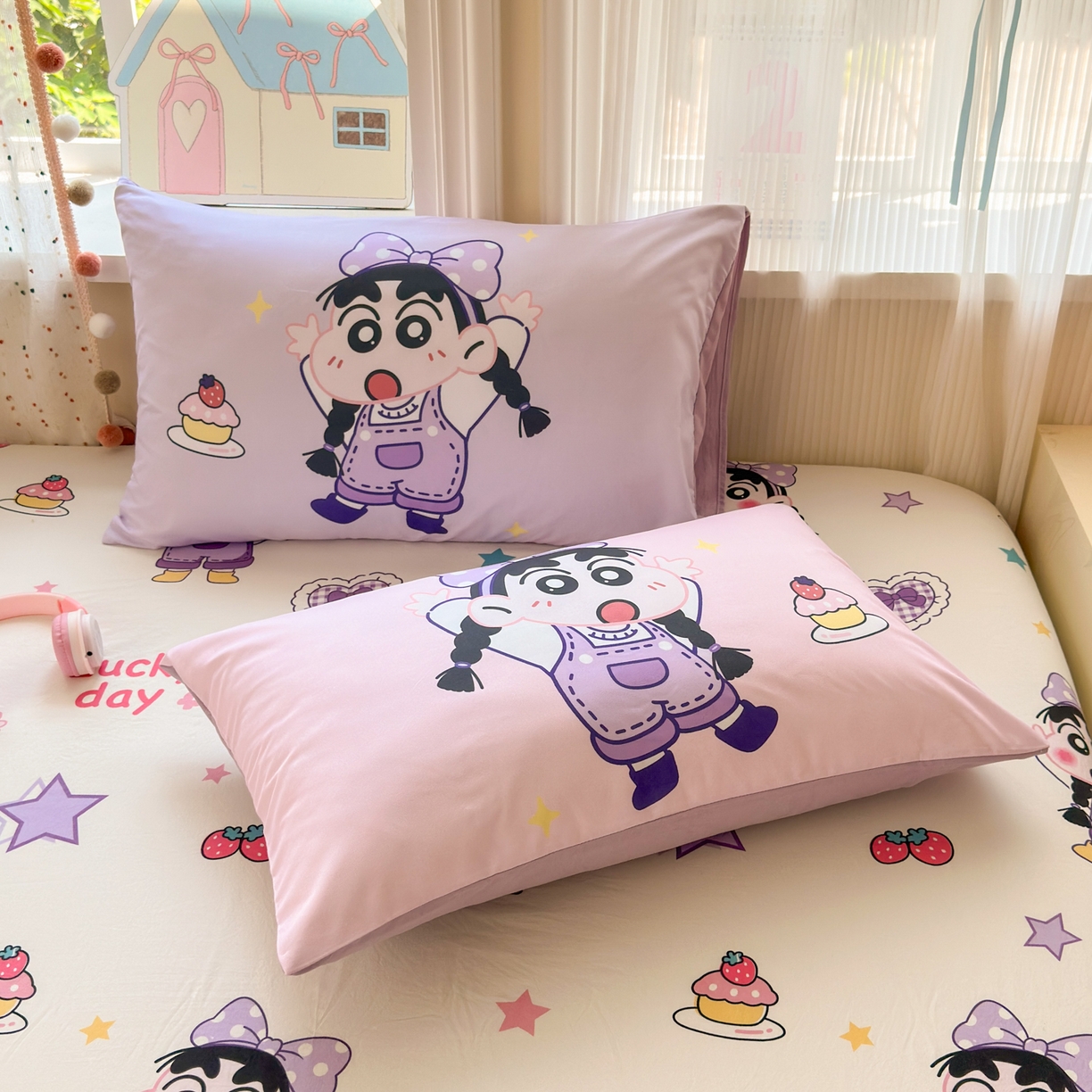 91家纺网 家纺一手货源 找家纺 一霖家纺 2025新款云朵棉小清新印花床笠系列 单床笠-甜品小新