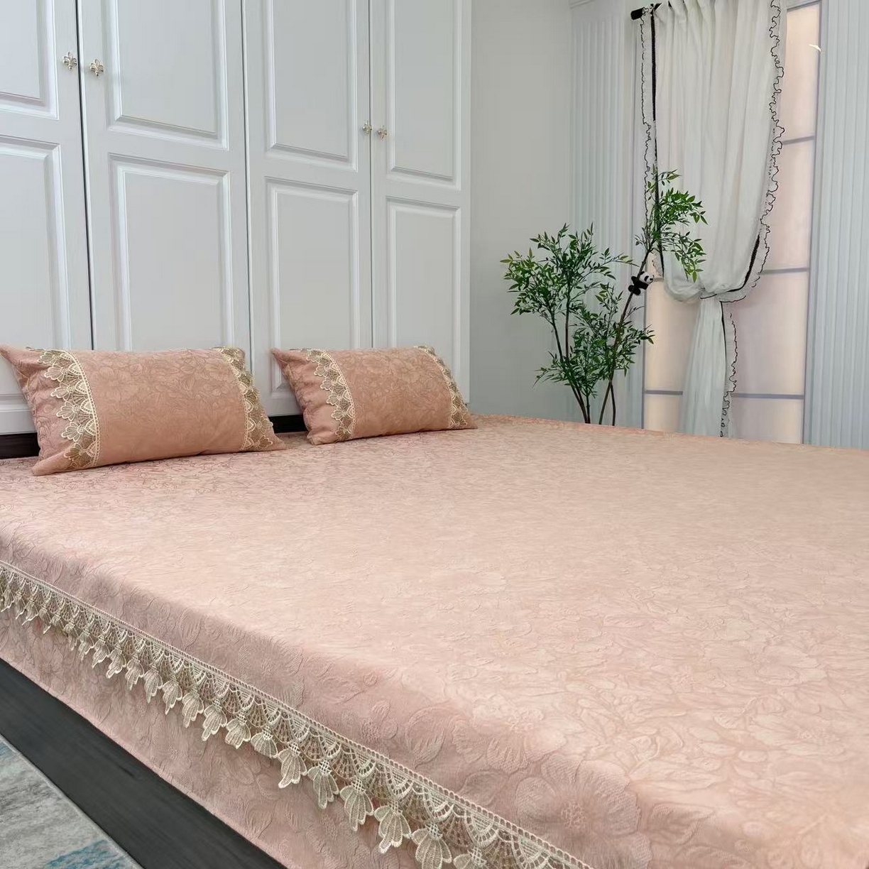 91家纺网 家纺一手货源 找家纺 （总）暖木杨 2025秋冬新款雪尼尔榻榻米床盖炕盖防滑颗粒大床单机洗可定制尺寸-一抹茶花