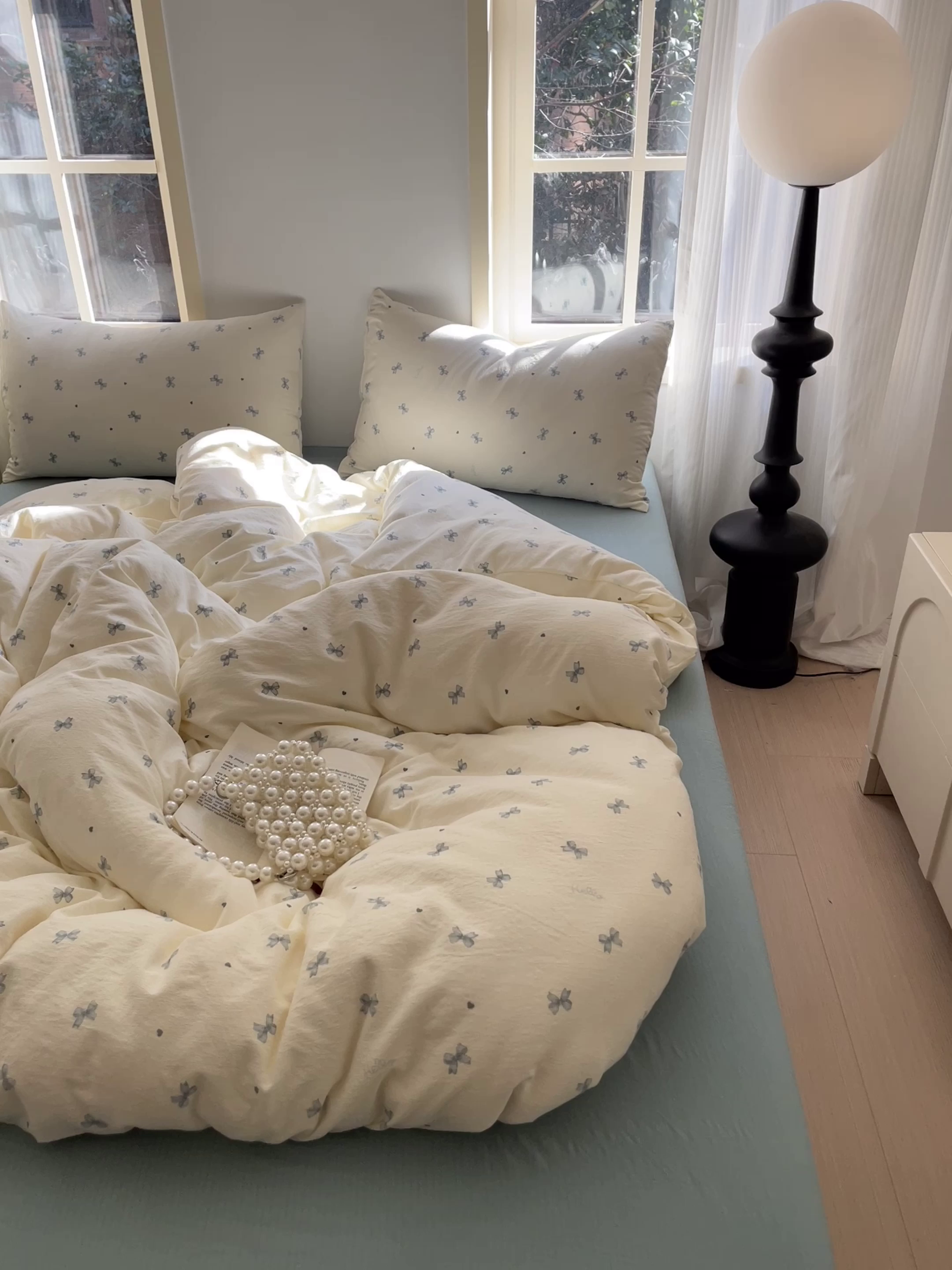 91家纺网 家纺一手货源 找家纺 铺尚美家纺 2025新款云感提花双层纱系列 相思-蓝