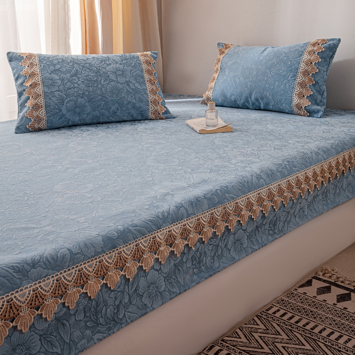 91家纺网 家纺一手货源 找家纺 （总）暖木杨 2025秋冬新款雪尼尔榻榻米床盖炕盖防滑颗粒大床单机洗可定制尺寸-一抹茶花