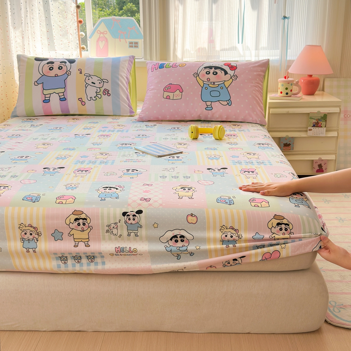 一霖家纺 2025新款云朵棉小清新印花床笠系列 单床笠-新新没烦恼