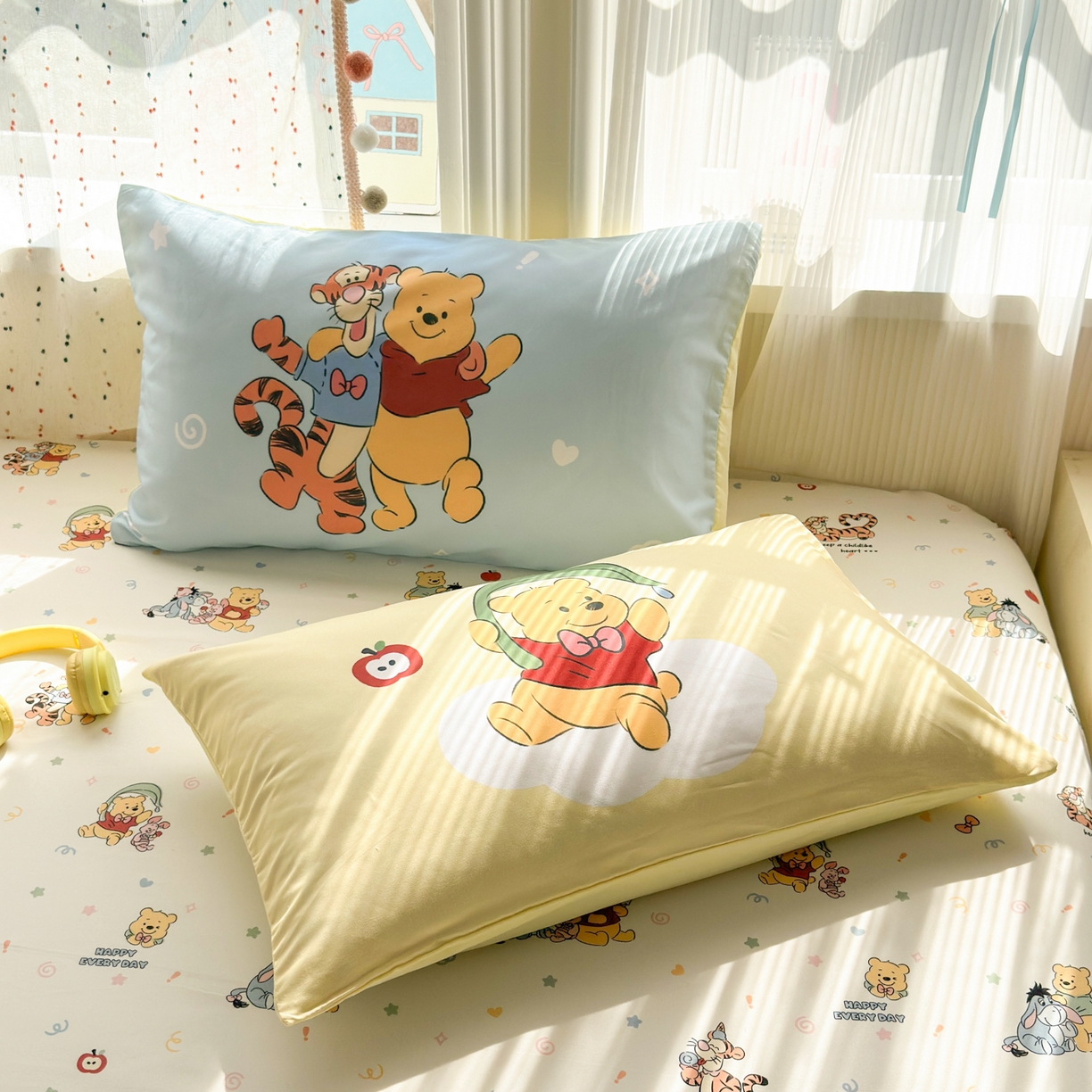 91家纺网 家纺一手货源 找家纺 一霖家纺 2025新款云朵棉小清新印花床笠系列 单床笠-熊虎密友记