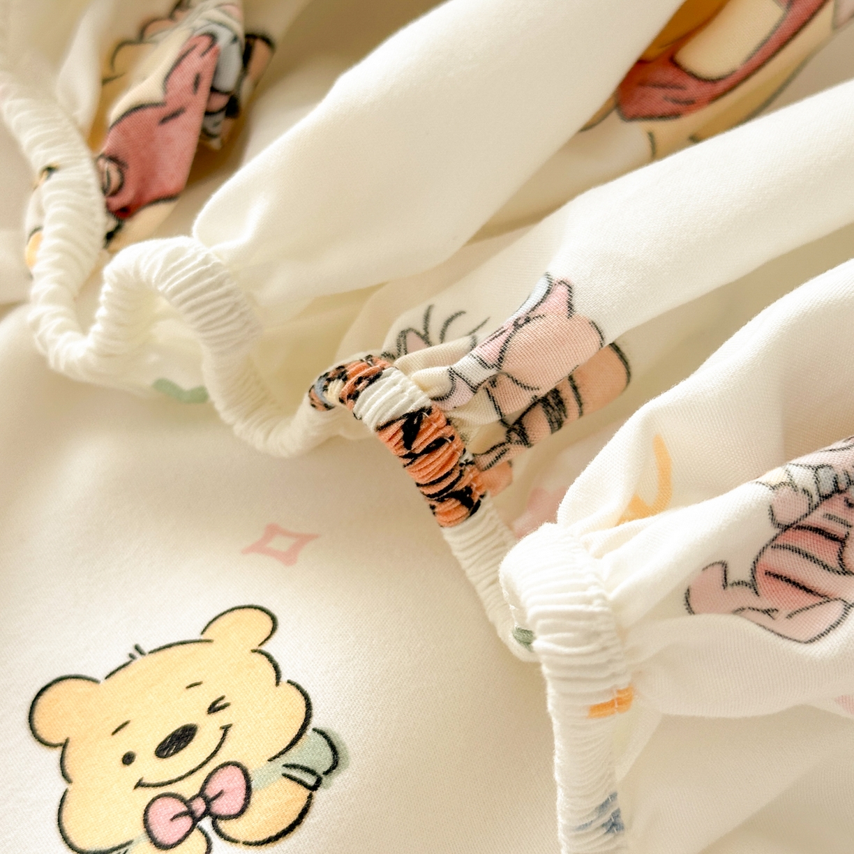 91家纺网 家纺一手货源 找家纺 一霖家纺 2025新款云朵棉小清新印花床笠系列 单床笠-熊虎密友记