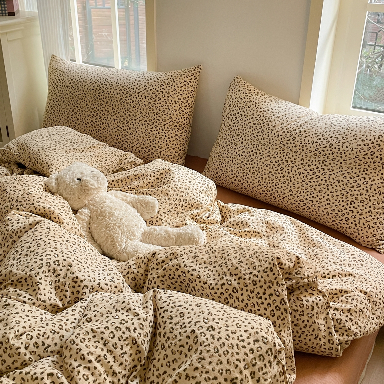 91家纺网 家纺一手货源 找家纺 铺尚美家纺 2025新款云感提花双层纱系列 小豹纹