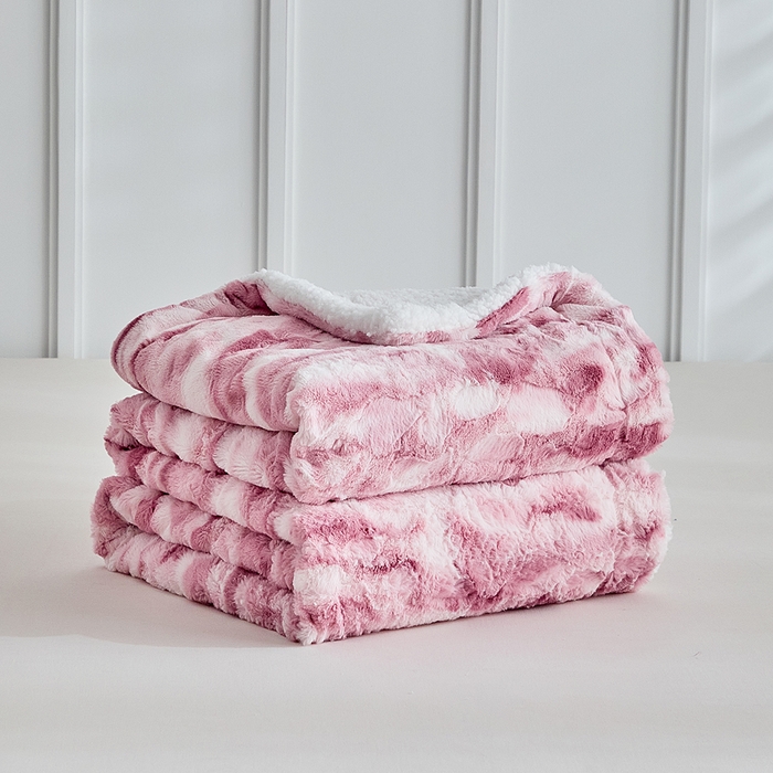 91家纺网 家纺一手货源 找家纺 缘生活 2025新款消光印花毛毯 四季通用盖毯多功能毛毯家居备用毯简单大气 消光印花毛毯-粉色