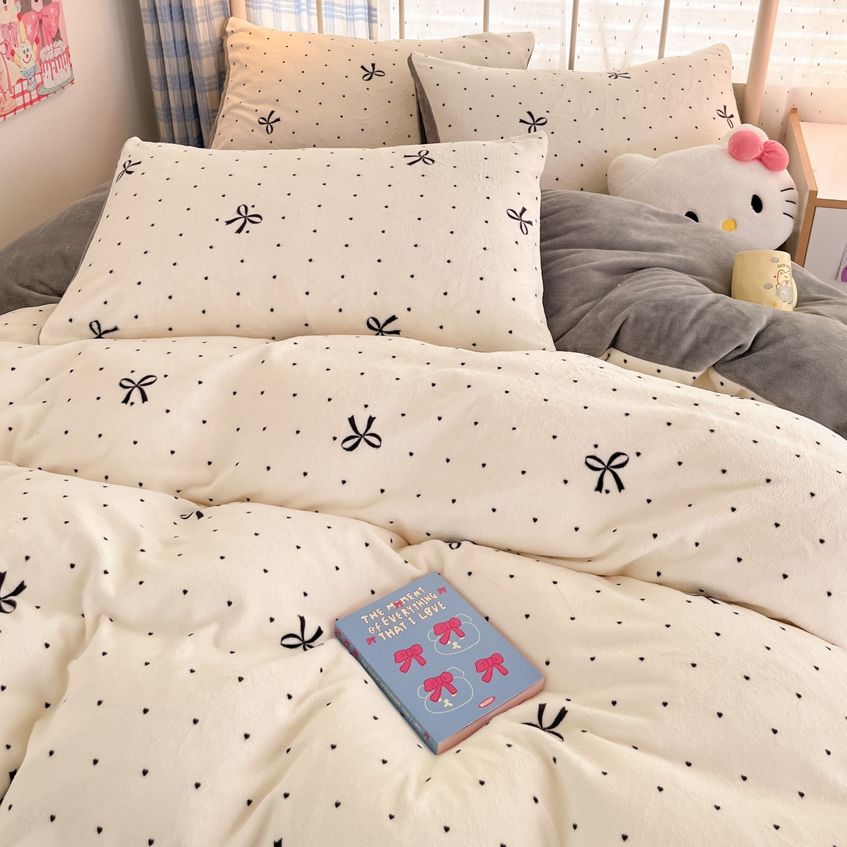 91家纺网 家纺一手货源 找家纺 贝扬思家纺 2025新款软fufu加厚保暖可爱系牛奶绒宿舍床套件系列（小红书推荐）（提供买家秀） 蝴蝶点点心