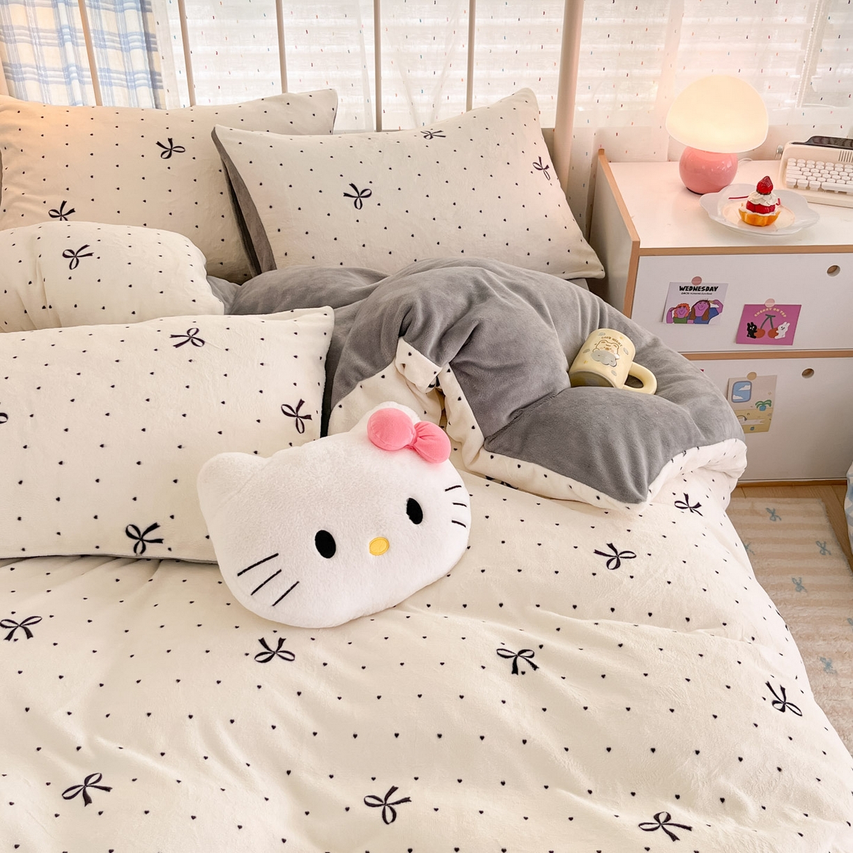 91家纺网 家纺一手货源 找家纺 贝扬思家纺 2025新款软fufu加厚保暖可爱系牛奶绒宿舍床套件系列（小红书推荐）（提供买家秀） 蝴蝶点点心