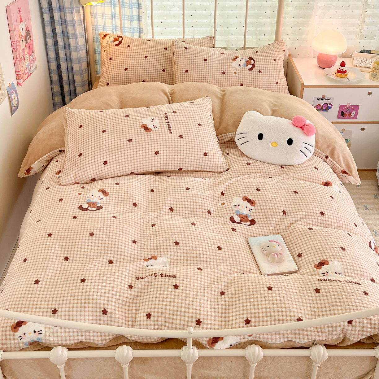 91家纺网 家纺一手货源 找家纺 贝扬思家纺 2025新款软fufu加厚保暖可爱系牛奶绒宿舍床套件系列（小红书推荐）（提供买家秀） 可可猫星