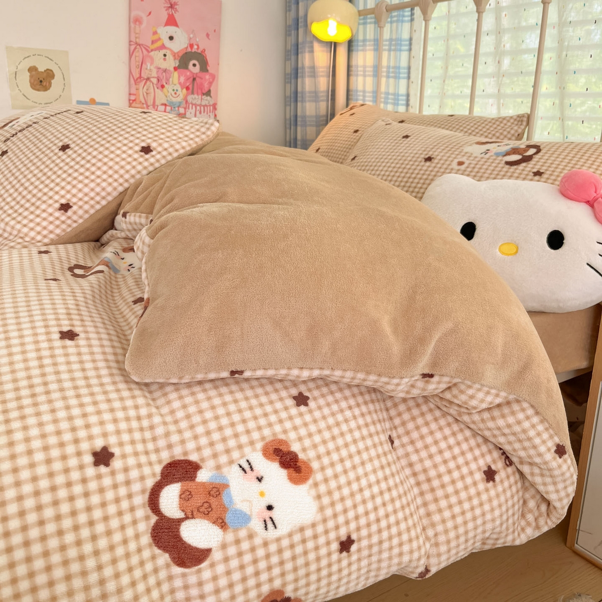 91家纺网 家纺一手货源 找家纺 贝扬思家纺 2025新款软fufu加厚保暖可爱系牛奶绒宿舍床套件系列（小红书推荐）（提供买家秀） 可可猫星