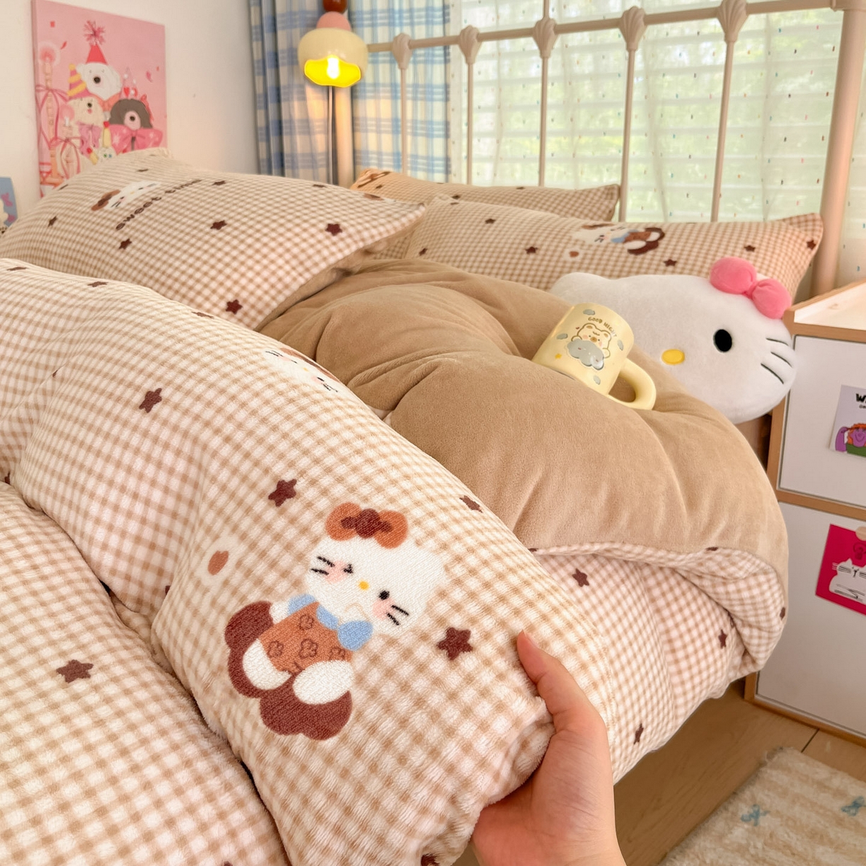 91家纺网 家纺一手货源 找家纺 贝扬思家纺 2025新款软fufu加厚保暖可爱系牛奶绒宿舍床套件系列（小红书推荐）（提供买家秀） 可可猫星